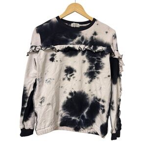 Hadas Kidichic Tie-Dye Ruffle Sweatshirt NWT Teen Girls Sz 20 Navy Blue White
